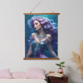 Mermaid Lila Hair Wandteppich Mit Holzrahmen (Schlafzimmer)