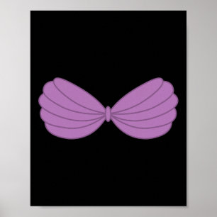 Mermaid Lila Seashell Bra Cartoon Graphic Poster