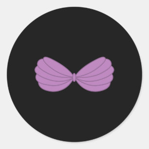 Mermaid Lila Seashell Bra Cartoon Graphic Runder Aufkleber