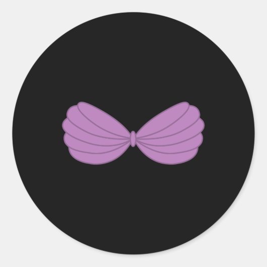 Mermaid Lila Seashell Bra Cartoon Graphic Runder Aufkleber (Vorderseite)