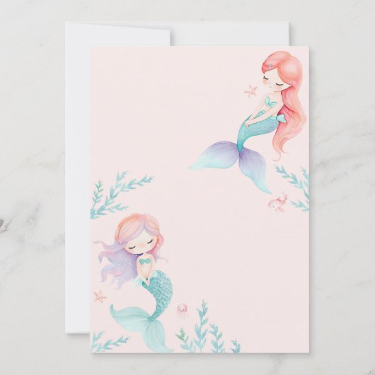 Mermaid Lila und Aquamarine Babydusche Einladung (Rückseite)