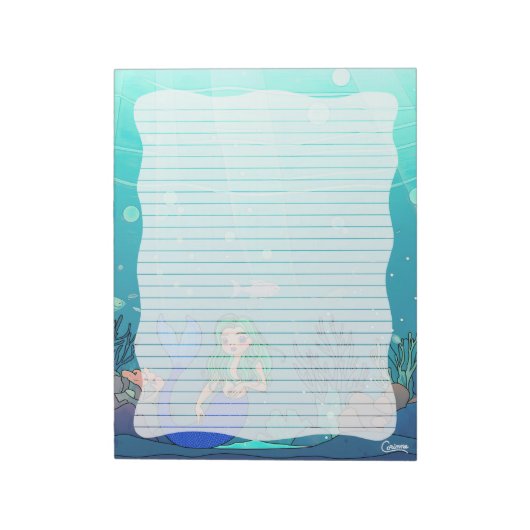 Mermaid Lined - 11" x 8,5" Notepad Notizblock (Rotiert)