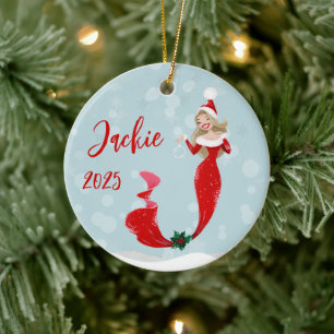 Mermaid Lover Holiday Weihnachtsblasen Keramik Ornament