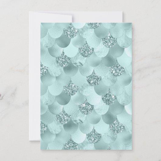 Mermaid Luxe | Meerwasserdusche Minze Grüne Aqua Einladung (Rückseite)