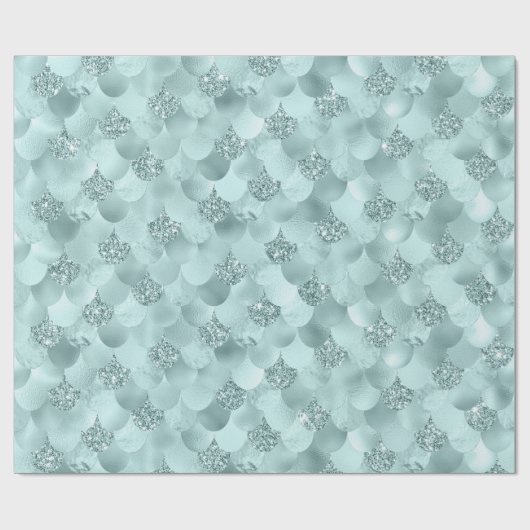 Mermaid Luxe Scale | Sea Mint Green Aqua Sheen Geschenkpapier (Flach)