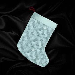 Mermaid Luxe Scale   Sea Mint Green Aqua Sheen Kleiner Weihnachtsstrumpf
