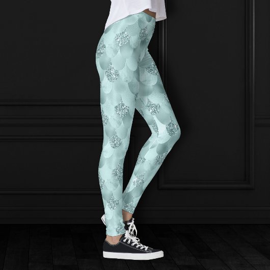 Mermaid Luxe Scale | Sea Mint Green Aqua Sheen Leggings