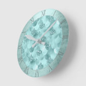 Mermaid Luxe Scale | Sea Mint Green Aqua Sheen Runde Wanduhr (Winkel)