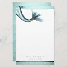 Mermaid Luxe Schwanz | Meeresfrüchte Grünes Aqua C Briefpapier