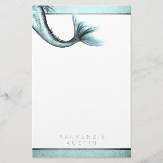 Mermaid Luxe Schwanz | Meeresfrüchte Grünes Aqua C Briefpapier (Vorderseite)