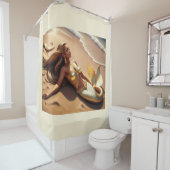 Mermaid Lying on Beach Duschvorhang (Beispiel)