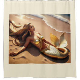 Mermaid Lying on Beach Duschvorhang