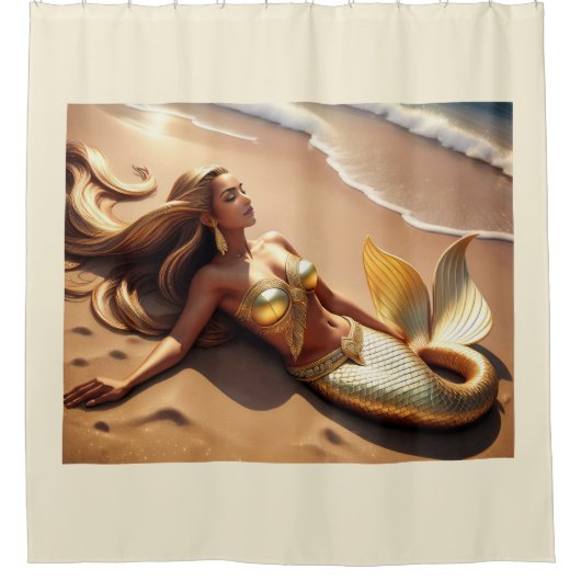 Mermaid Lying on Beach Duschvorhang (Vorderseite)