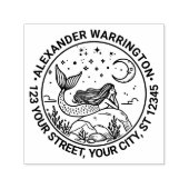 Mermaid Lying on Rocks Moon Name Rücksendeadresse Permastempel (Design)
