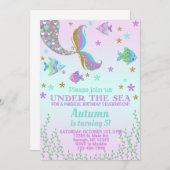 Mermaid Mädchen Geburtstagseinladung. Einladung (Vorne/Hinten)