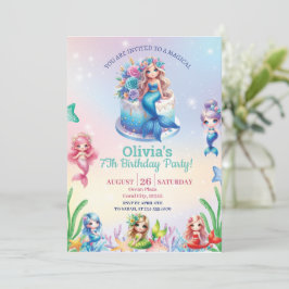 Mermaid Magical 7th Birthday Party Girl Einladung