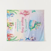 Mermaid Magical 8th Birthday Party Girl Wandteppich (Vorderseite (Horizontal))