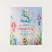 Mermaid Magical 8th Birthday Party Girl Wandteppich (Vorderseite)