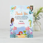 Mermaid Magical Birthday Girl Vielen Dank Flachkar Dankeskarte (Stehend Vorderseite)