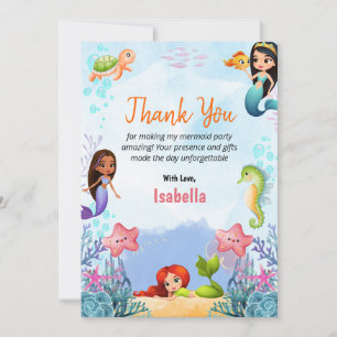 Mermaid Magical Birthday Girl Vielen Dank Flachkar Dankeskarte
