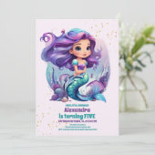 Mermaid Magical Birthday Party Einladung (Stehend Vorderseite)