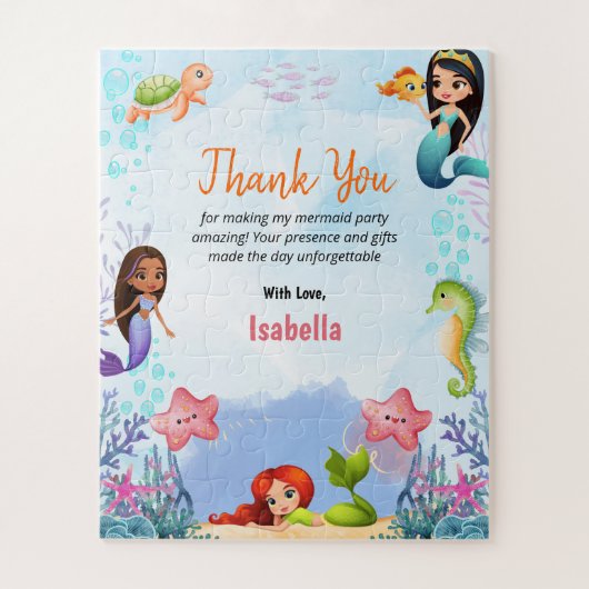 Mermaid Magical Sea Birthday Girl Danke, fünf Puzzle (Vertikal)