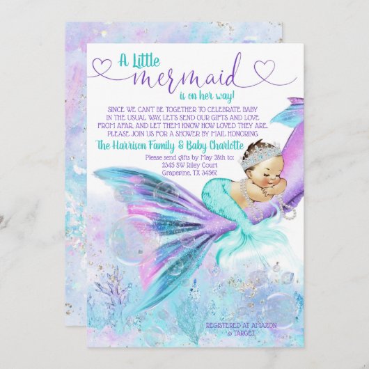 Mermaid Mail Baby Dusche Einladung (Vorne/Hinten)