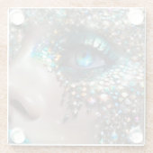 Mermaid Makeup Face Jewels Glasuntersetzer (Rückseite)