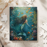 Mermaid-Malerei Puzzle<br><div class="desc">Niedliche und magische Meerjungfrau-Malerei mit einer niedlichen Meerjungfrau,  die unter dem Wasser schwimmt und niedlich orangefarbenen Fisch bekommt.</div>