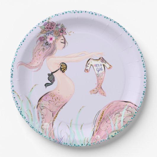 Mermaid Mama Baby Duschpapier Teller (Vorderseite)