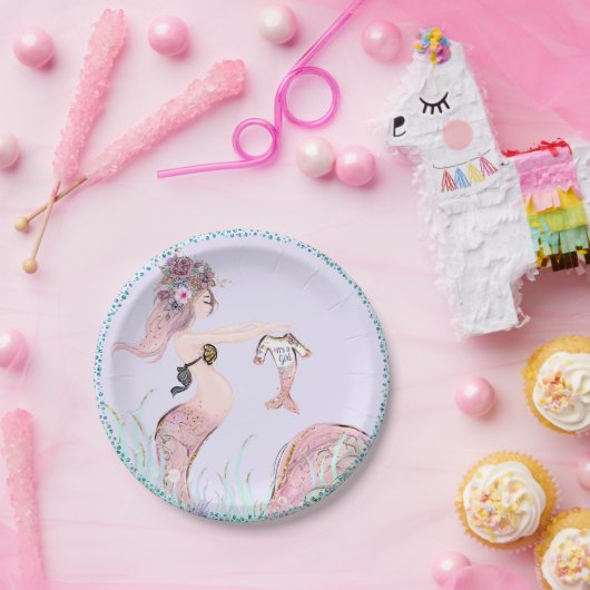 Mermaid Mama Baby Duschpapier Teller (Party)