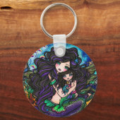 Mermaid Mama & Baby Jellyfish Fantasy Art Schlüsse Schlüsselanhänger (Vorderseite)