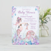 Mermaid Mama Baby Shower Einladungen (Stehend Vorderseite)