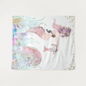 Mermaid Mama Baby Showknopf Hintergrundbanner Wandteppich (Vorderseite (Horizontal))