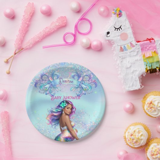 Mermaid Mama Schwangerschaft Kinderdusche Pappteller (Party)