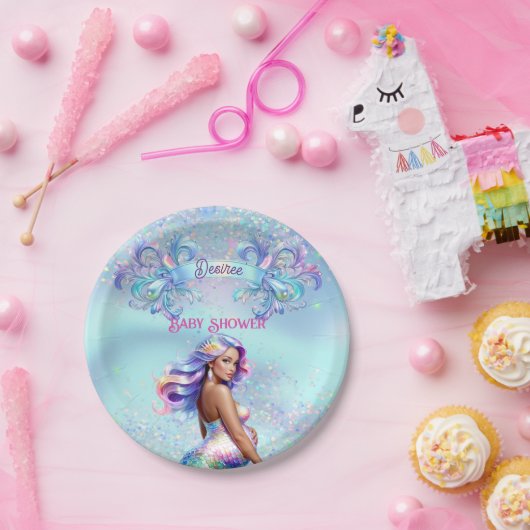 Mermaid Mama Schwangerschaft Kinderdusche Pappteller (Party)