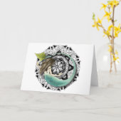 Mermaid Mandala leere Grußkarte Karte (Gelbe Blume)