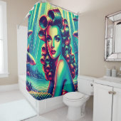 "Mermaid Marina: Button-Up Mermaid Charm der 40er  Duschvorhang (Beispiel)