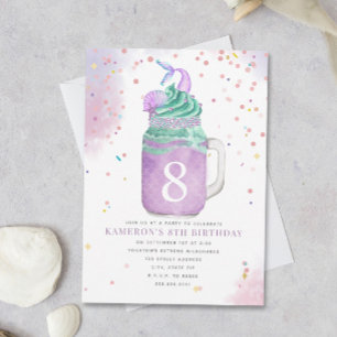 Mermaid Mason Jar Milkshake Girls Birthday Age Inv Einladung