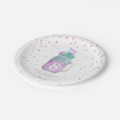 Mermaid Mason Jar Milkshake Girls Birthday Age Pappteller (Schrägansicht)