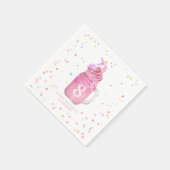 Mermaid Mason Jar Milkshake Girls Pink Birthday Serviette (Ecke)