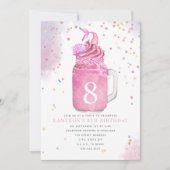 Mermaid Mason Jar Milkshake Pink Birthday Party Einladung (Vorderseite)