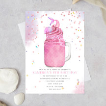 Mermaid Mason Jar Pink Milkshake Girls Birthday 