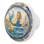 Mermaid Mediterrane Volkskunst Keramikknauf (Rechts)
