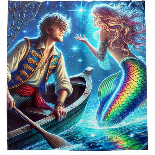 Mermaid Meeting Man Duschvorhang (Vorderseite)