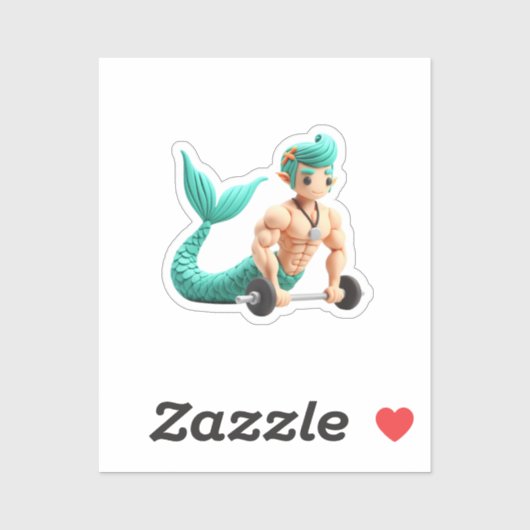 Mermaid men doing musculing modeling clay aufkleber (Blatt)