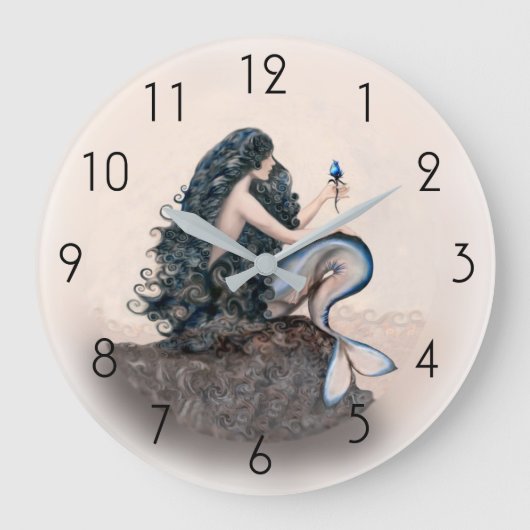Mermaid Mermaids Fantasy Myth Große Wanduhr (Vorderseite)