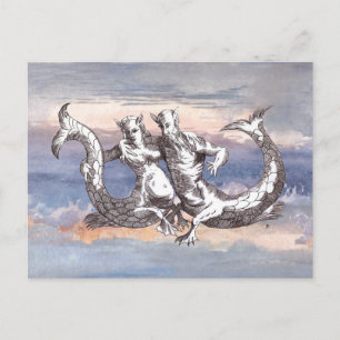 MERMAID & MERMAN IN OCEAN SKY POSTKARTE