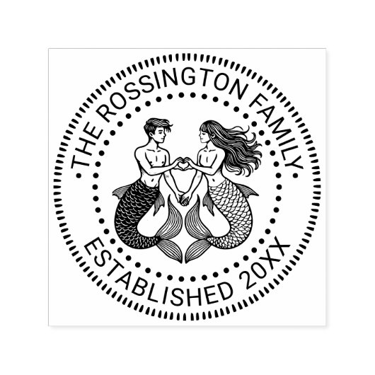 Mermaid Merman Sweethearts Familienname Datum Estn Permastempel (Design)