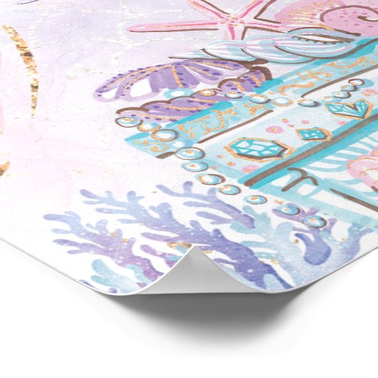 Mermaid Mermosa Bar Under Sea Mimosa Bar Sign Poster (Ecke)